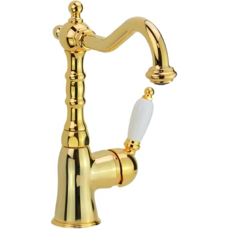 Goldfarbener Waschtischmischer mit drehbarem Auslauf Gattoni Orta 2742/27DO.OLD  Gold - ohne Ablaufgarnitur