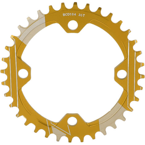 Goldfarbenes 36-Zahn-Kettenblatt für Mountainbikes, verschleißfest, kompatibel mit 104 mm Lochkreis, mit abwechselnden Zähnen