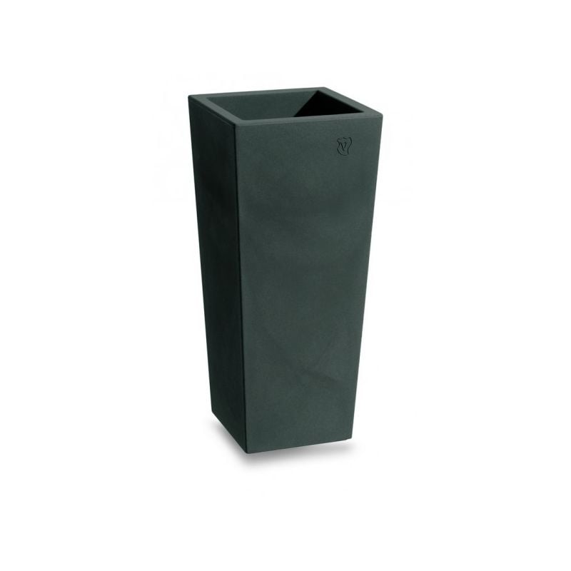 Veca - Vase haut carré Genesis 70 cm - Gris fumée - Gris fumée