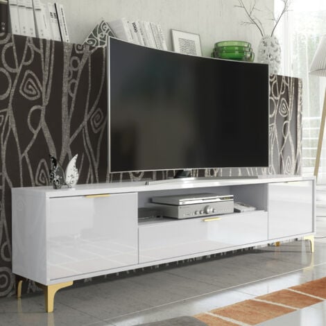 OLIVIA FURNITURE Goldline Gloss TV Unit 200cm - White