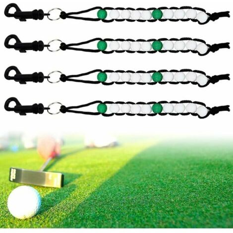 Golf Frappe Compt,4 Pcs Compt De Score De Balle De Golf Addition Et Soustraction Manuelles Boucle Nombre De Perles    (Vert/Blanc)