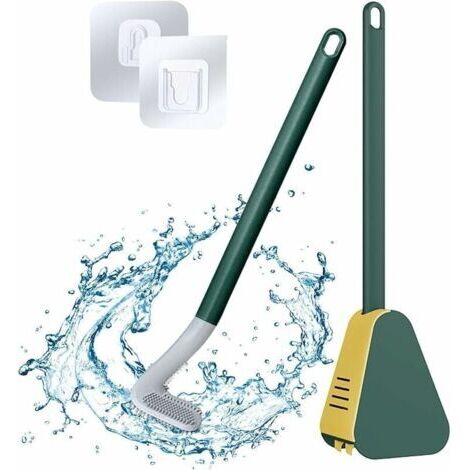 Golf Toilet Brush,Long-Handled Toilet Brush,Brosse de Toilette à tête de Brosse de Golf,Brosse Toilette Silicone,Brosses WC et Supports,pour Salle de Bains ou WC d’hôtes (armée Verte)
