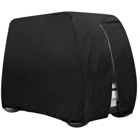 Golfwagen-Abdeckung, Golfwagen-Abdeckung, für EZGO Club-Auto und Yamaha, wasserdicht mit extra PVC-Beschichtung, sonnenfest, staubdicht, schwarz, 284,5 cm L x 121,9 cm B x 167,6 cm H (schwarz)