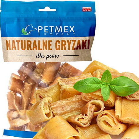 Golosina masticable natural para perros Petmex, crujientes de piel de cerdo, 200 g