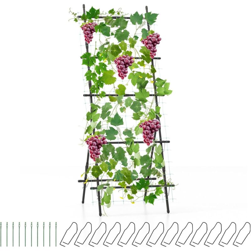 GOLUS 187cm Treillis de Jardin pour Plantes Grimpantes, Cadre Enduit de PE, Filet de Treillis, Clips de Fixation, Attaches Zippées