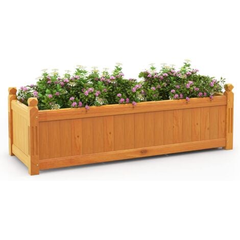 Jardinière sur Pieds avec Treillis en Bois de Sapin 45x45x80,5 CM Potager  Cylindriques de Surélevée pour Extérieur/Intérieur - Costway