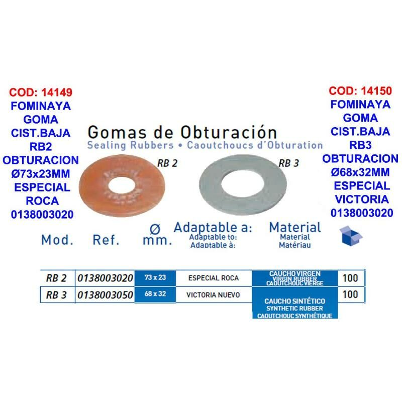 

fominaya goma cist.baja rb2 obturacion ø73x23mm roca 0138003020 - Mibricotienda