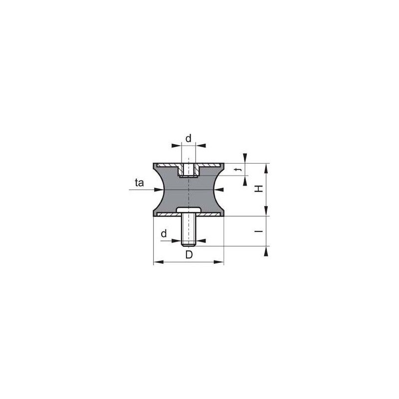 

Bloque de silencio (tapón) caucho B GP BT 60x60 M10x28