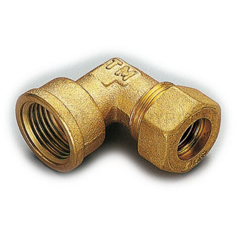 Gomito 16x1/2 compressione rame o ring ottone 16 bar tiemme 1300045