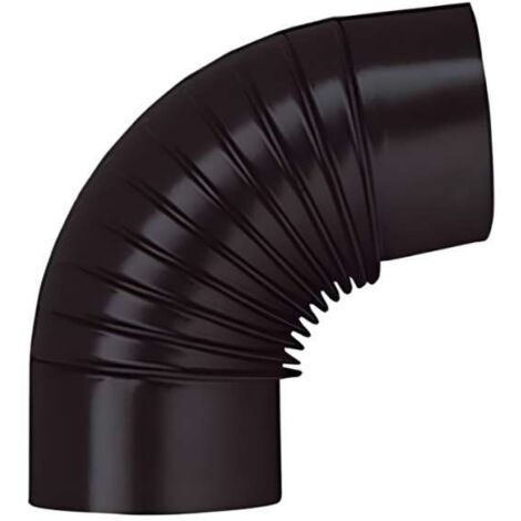Gomito 90° in Acciaio Smaltato Nero Opaco - D. 15 cm - Tubo per Stufe