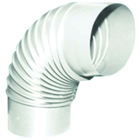 Gomito 90° Porcellanato Per Stufe A Legna - Ala Smalto Classic - Bianco - Misura: ø mm.130