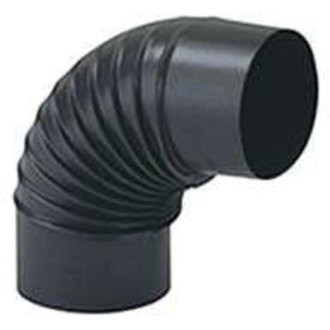 Gomito 90° Porcellanato Stufe A Legna Nero Opaco Ala Smalto Classic - ø mm.150