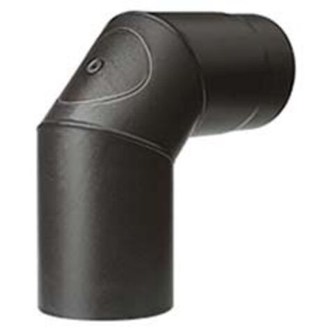 GOMITO 90° PORC. C/ISPEZIONE STUFE A LEGNA NERO OPACO ALA SMALTO TOP- - ÃE¸ mm.150 - 1 pezzi ALA