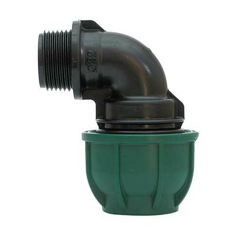 Gomito a 90° a stringere con derivazione fil. maschio ø mm 16x1/2" - 10 pn