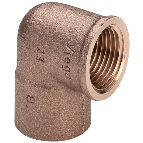 Gomito a 90° bronzo FF ø22 - 1/2" estremità a saldare femmina, filettatura Rp 106102