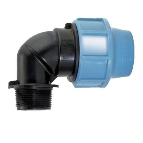 Gomito a 90° con derivazione Maschio in polipropilene per irrigazione e giardinaggio PN 16 Bar -Ø 32 X 1"