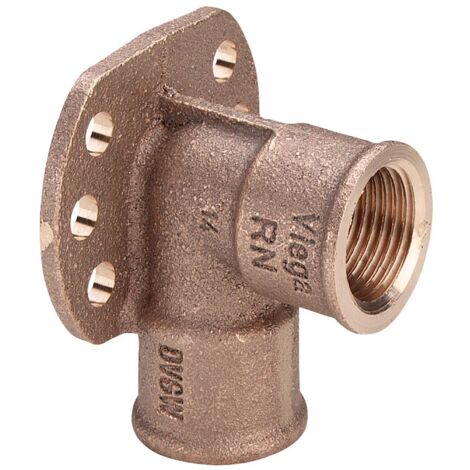 Gomito a 90° FF 1/2" con flangia bronzo, filettatura Rp 259778