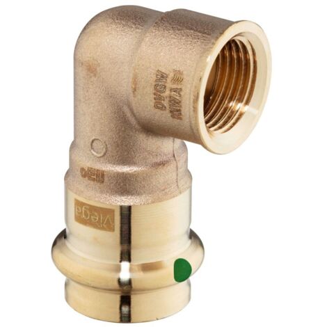 Gomito a 90° Sanpress con SC‑Contur F 22x3/4" F bronzo, estremità a pressare femmina, filettatura Rp 283711