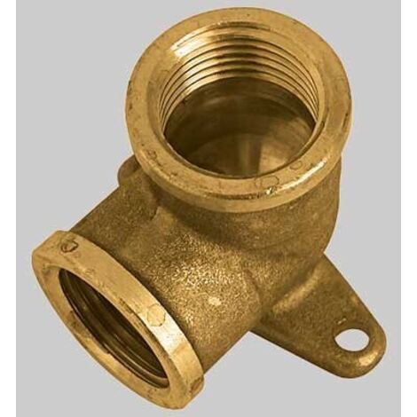 GOMITO CON FLANGIA F/F OTTONE GIALLO - 1/2 x 1/2