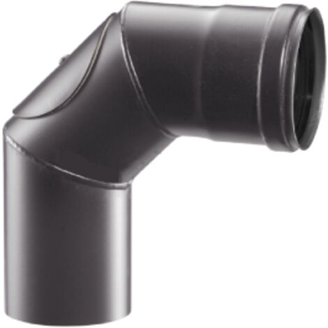 Gomito curva con ispezione per stufe pellet 90o   8 cm 80 mm in acciaio Fe nero spessore 1,2 mm per uso interno