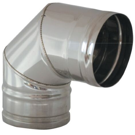 Gomito curva in acciaio inox aisi 304 90o 180 mm per stufa a legna camino