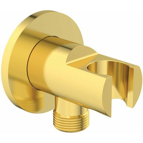Gomito di collegamento a parete IDEALRAIN con supporto doccia tondo oro spazzolato IDEAL STANDARD