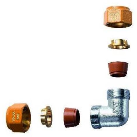 GOMITO DOPPIO COMPLETO DI KIT DI TENUTA PER IMPIANTI SOLARI Diam. 16 FAR