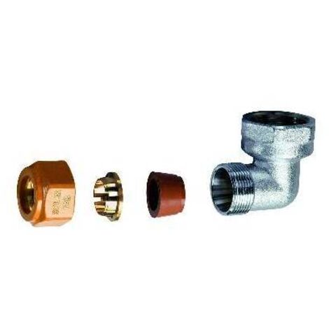 GOMITO FEMMINA COMPLETO DI KIT DI TENUTA PER IMPIANTI SOLARI 3/4 - Diam. 18 FAR