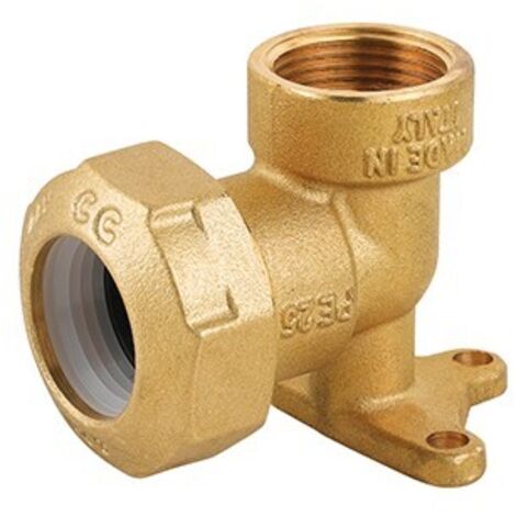 GOMITO FEMMINA CON FLANGIA IN OTTONE PER TUBO PE 3/4x25 -CONF