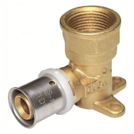Gomito femmina con staffa diam.1/2x16 a pressare per multistrato