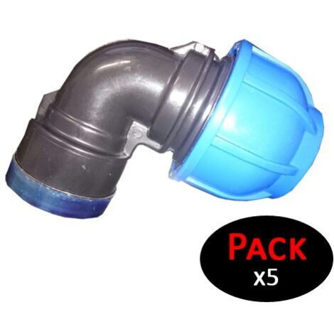 Gomito femmina PE da 25 mm (confezione da 5 unità)  Offerta esclusiva