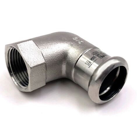 Gomito misto FF 90° filetto F - Misura ø35 x 1"1/4F - Inox 316L a pressare 198114035