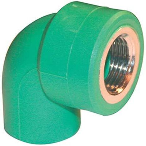 GOMITO PPR A SALDARE 90  ° FILETTO FEMMINA - VERDE/OTTONE MM 25X3/4F- 5 pezzi