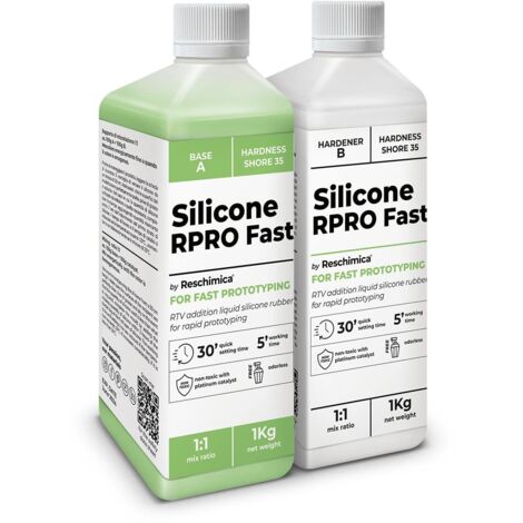 Gomma siliconica Super Rapida 1:1, R PRO FAST, non tossica, resistente alla rottura e semplice da usare, compatibile con resine, cera, gesso e cemento (2 kg)
