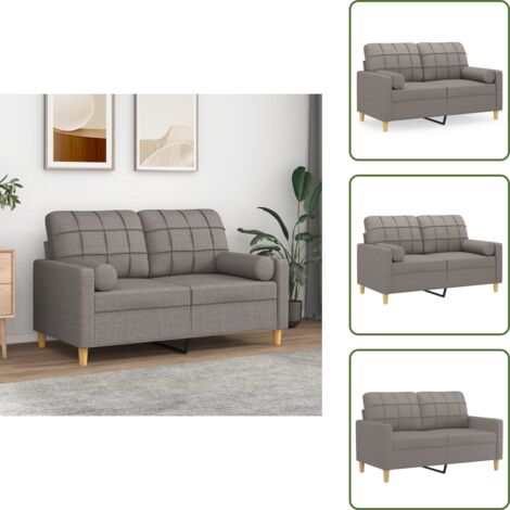 Gommapiuma - vidaXL Divano a 2 Posti con Cuscini Tortora 120 cm in Tessuto - Comfort