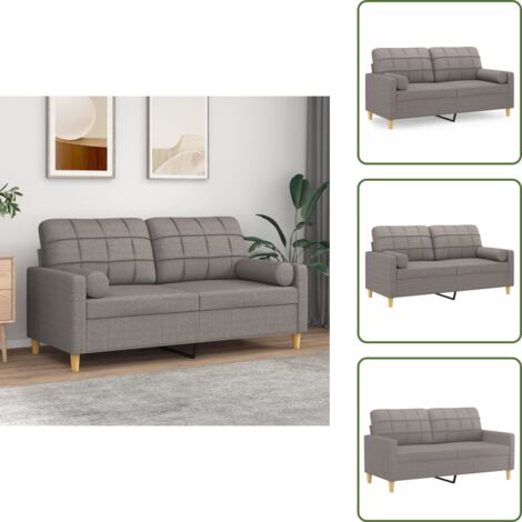 Gommapiuma - vidaXL Divano a 2 Posti con Cuscini Tortora 140 cm in Tessuto - Divano relax