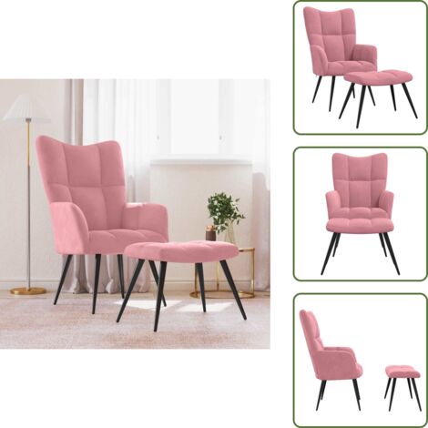 Gommapiuma - vidaXL Poltrona Relax con Poggiapiedi Rosa in Velluto - Design moderno