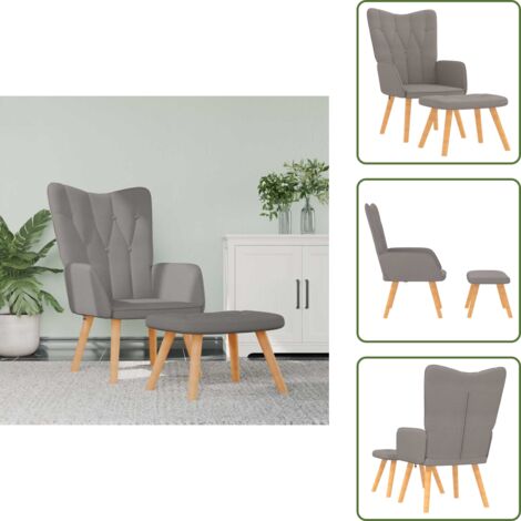 Gommapiuma - vidaXL Poltrona Relax con Poggiapiedi Tortora in Tessuto - Design moderno