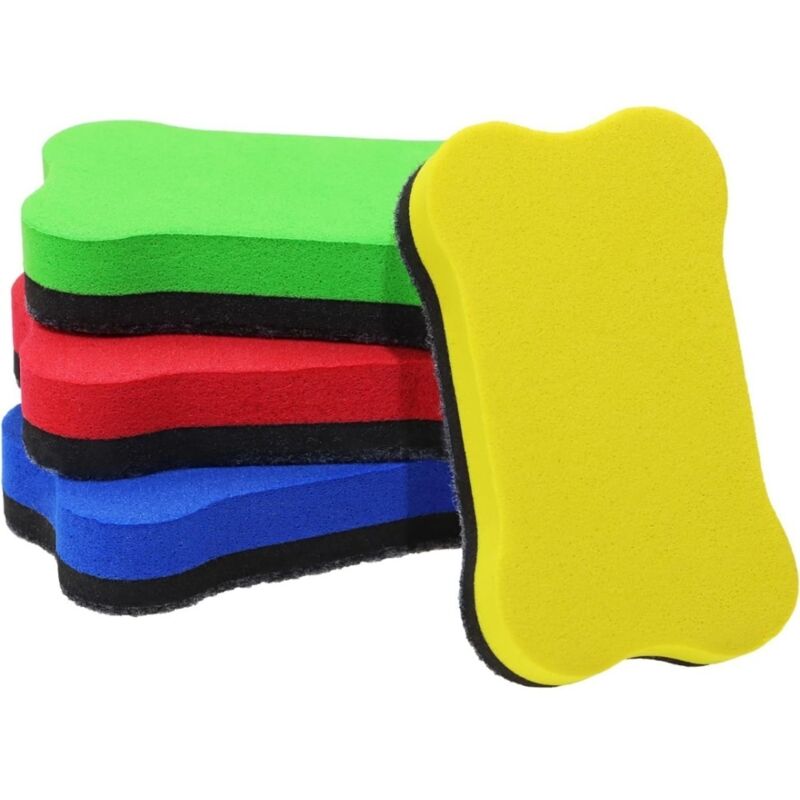 Gomme effaçable aimantée pour tableau blanc, pack de 4, coloris assortis, parfaite pour école, bureau et domicile (dimensions 7x4 cm, fournie avec