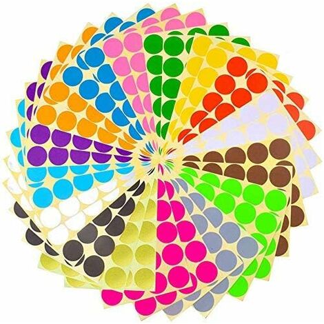 16 Feuille 19mm Étiquettes de codage couleur Autocollants à points ronds  (16 couleurs)