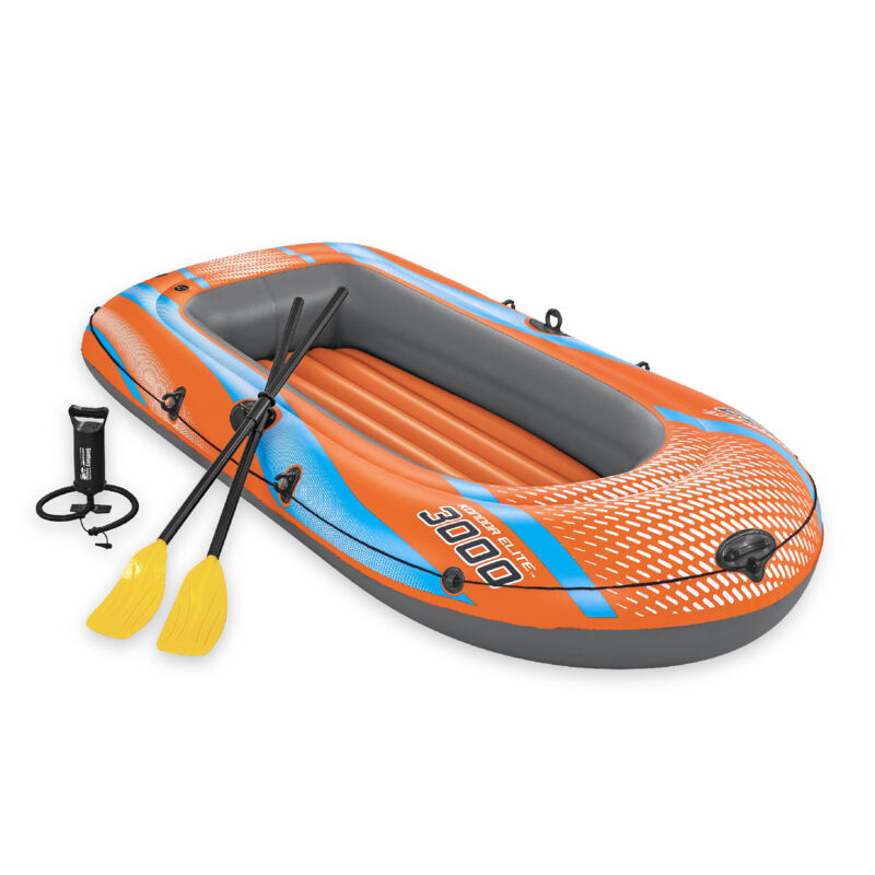 Image of Gommone per 2 Adulti e 1 Bambino Bestway Kondor Elite 3000 Raft 246x122x45 cm con 2 Remi e Pompa a Pedale Inclusa