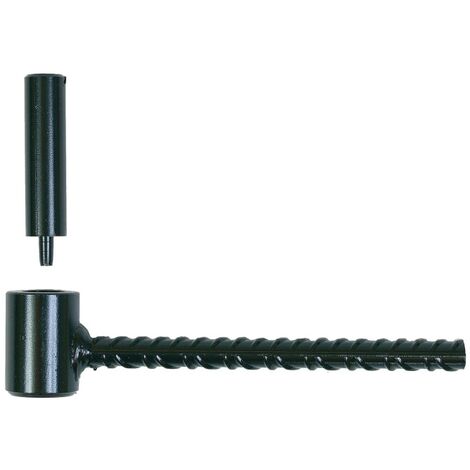 Gond volets doubles pour parpaing acier noir axe de Ø 14 mm tige fer à béton de Ø 12 x 165 mm sceau de 25 pièces