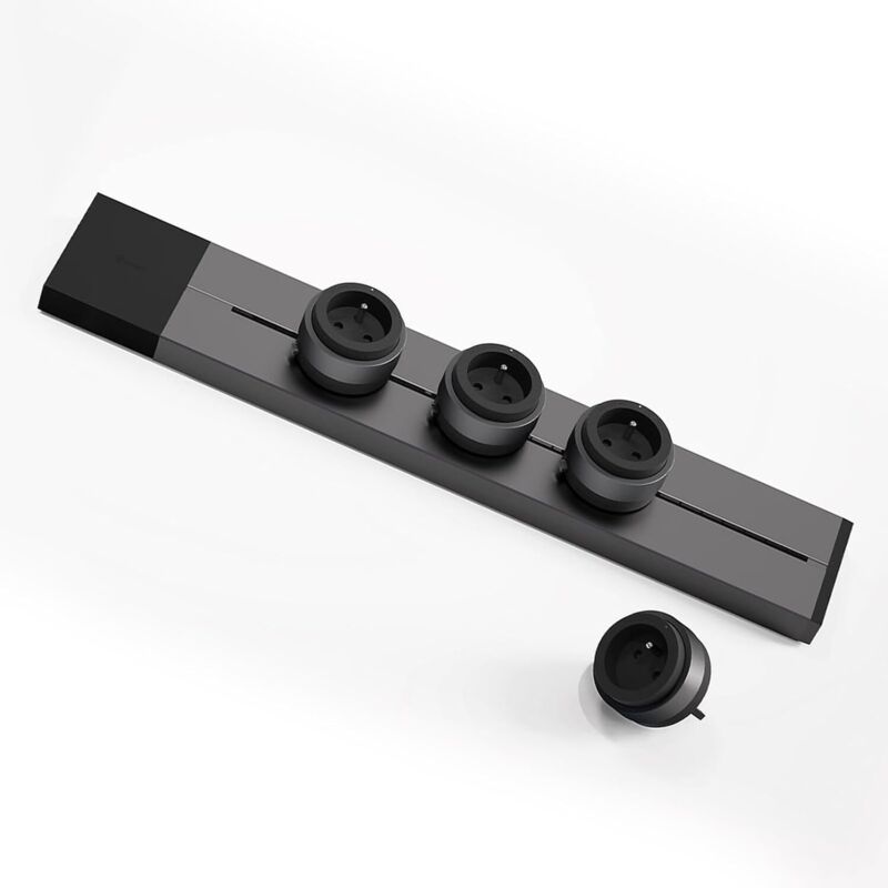 GONEO Multiprise Murale, Rail de prise électrique amovible 50cm et 4 Adaptateurs 230VAC 3680W 16A GONEO Multiprise Murale, Rail de prise électrique amovible 50cm et 4 Adaptateurs 230VAC 3680W 16A