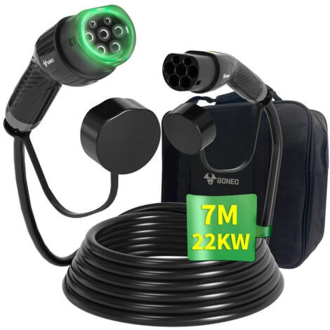 GONEO 11KW 16A 7m Ladekabel 3 Phasen Ladekabel IP54 Wasserdicht Tragetasche und Mikrofasertuch Geeignet für alle Elektrofahrzeuge