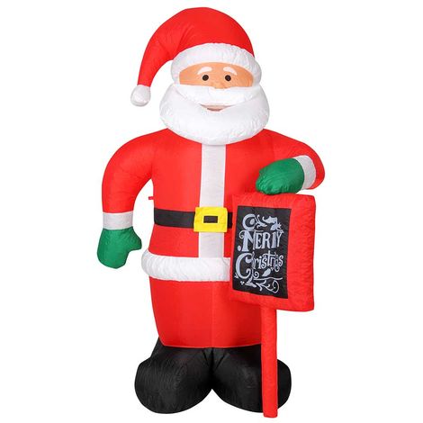 Gonfiabile Babbo Natale con Cartello Alto 174 cm Illuminazione LED per Esterno