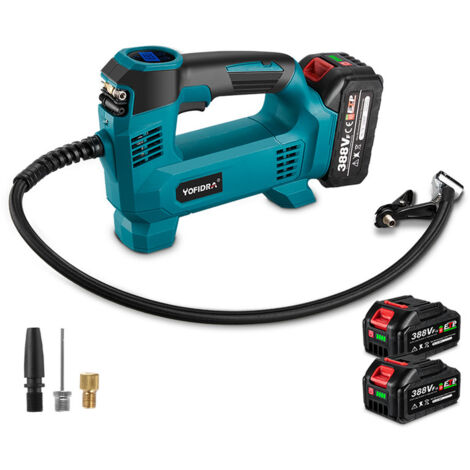Gonfiatore Compressore a batterie Compressore portatile 18V (con 3 valvole) - con 2 batterie e 1 caricabatterie