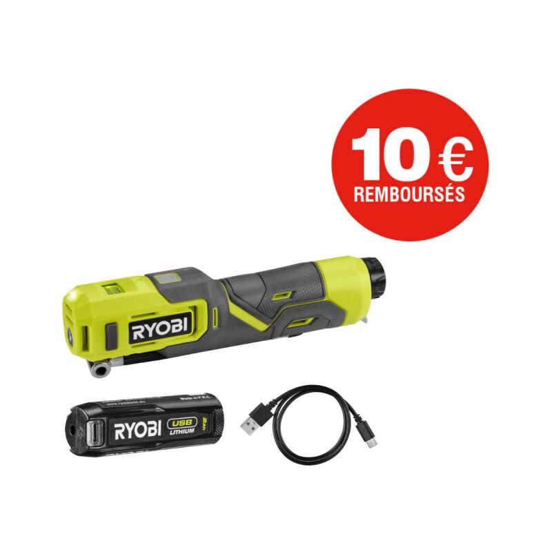 Image of Gonfiatore Ryobi 4V usb Litio - 6,9 bar - 1 batteria 2,0Ah - RI4-120G