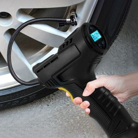Gonflable Sans Fil Portable Gonfleur de Pneu 120W Compresseur d'Air Pompe de Pneu pour Voitures, Motos, Vélos avec Jauge de Pression Numérique LED 2000mAh pour Voiture Moto Vélo