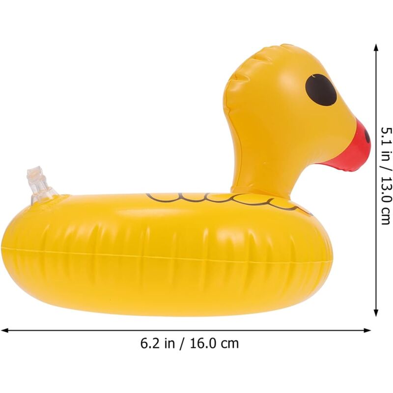 Gonflable tasse support coussin jeux pour enfants piscine flottante jouet petit canard jaune, 23x13cm