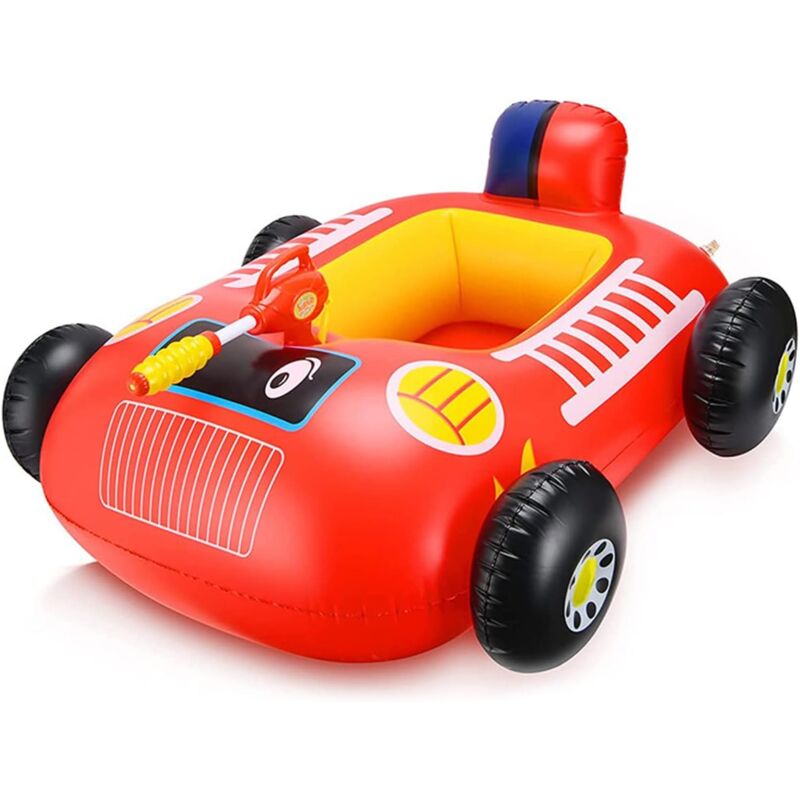 Gonflable voiture siège enfants jet d'eau piscine cercle jeu d'eau pistolet jouet eau camion de pompiers tamponneur Tank rouge 85x80x35cm
